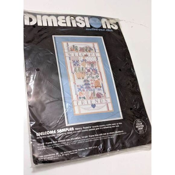 Dimensions Counted Cross Stitch 10x20 Welcome Sampler 3656 Vintage 1988‎ - Picture 1 of 4